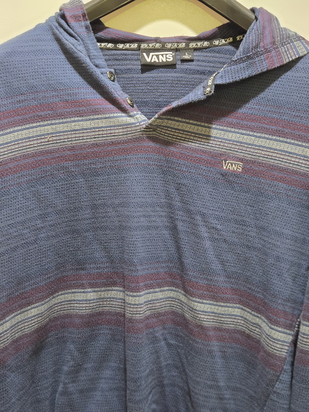 Vans Men’s Navy Blue Hooded Striped Pullover